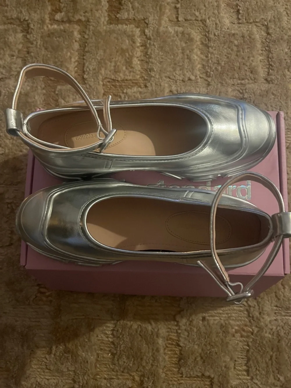 Silver Metallic Mary Jane Platform Shoes - Women's - Picture 3 of 6